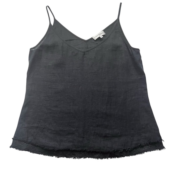 Anne Fontaine Lizbeth Camisole Top BLK Linen Fringe Hem SZ 40/6-8 Minimalist